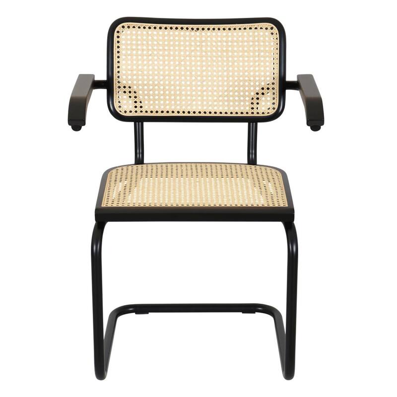 Breuer Chair Company Marcel Breuer Cesca Cane Cantilever Armchair Arm Chair w/ Black Steel Frame (Various Wood & Cane Colors)