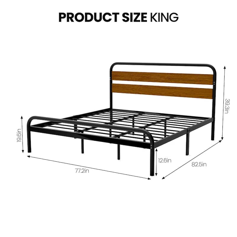 Bed Frame with Wood Headboard