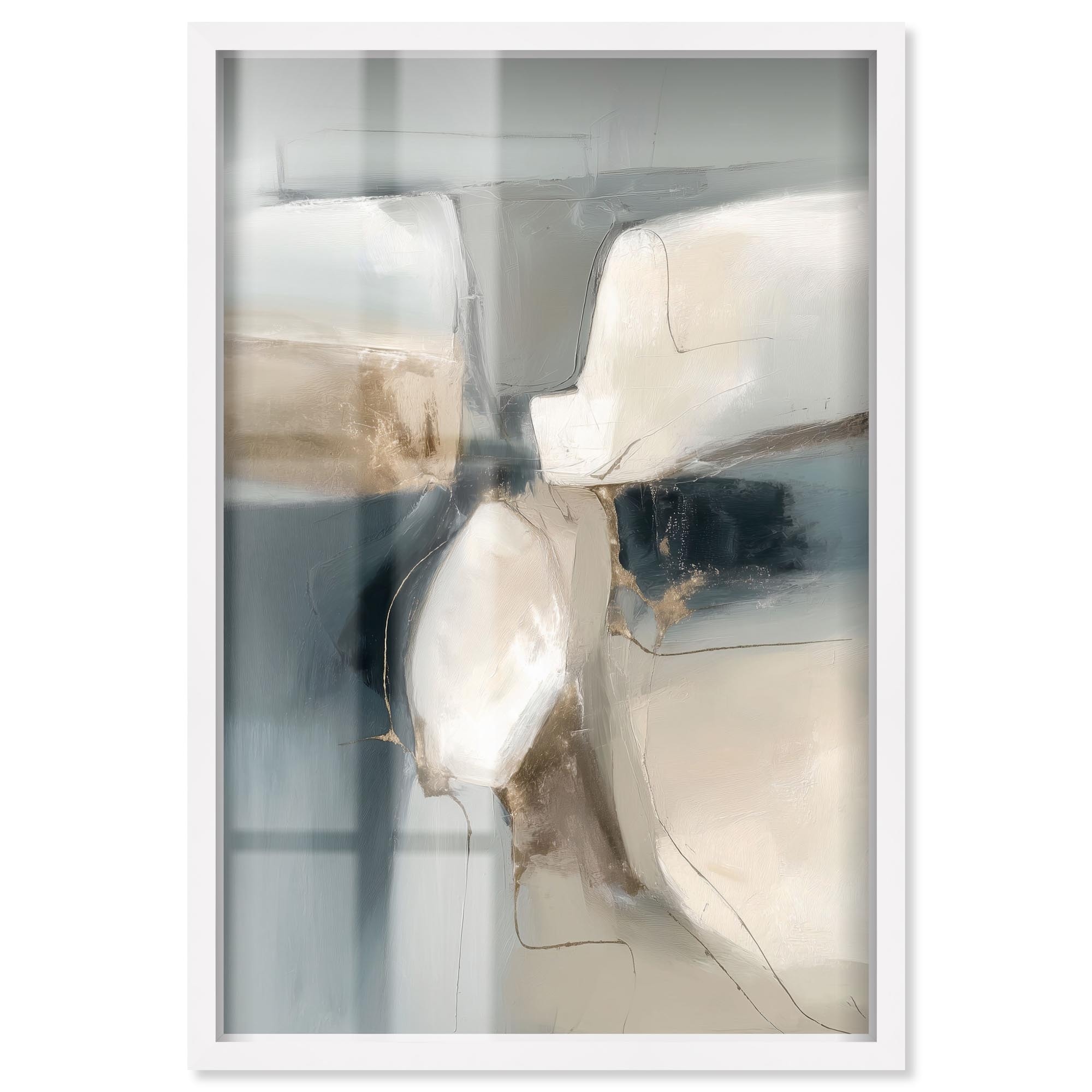 River Stones III Boho Abstracts Art Shadowbox Print by Art Remedy