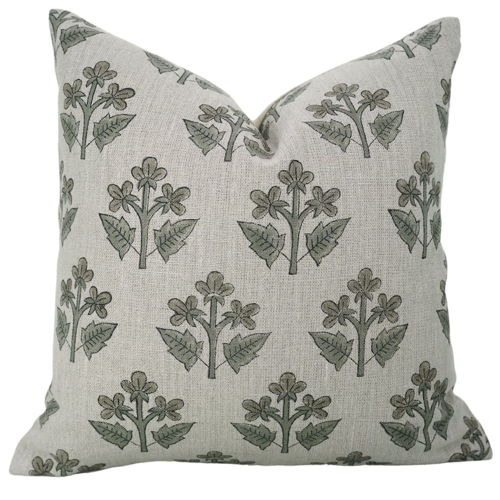 Linen Farmhouse Block print pillow Cover - Chahat