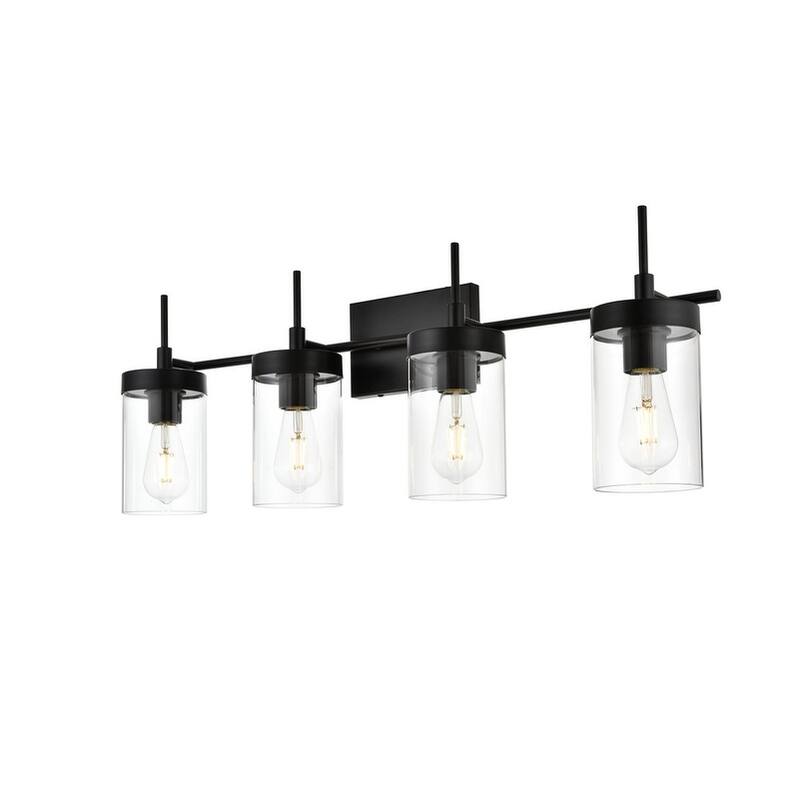Bento 1 Light Black and Clear Bath Sconce