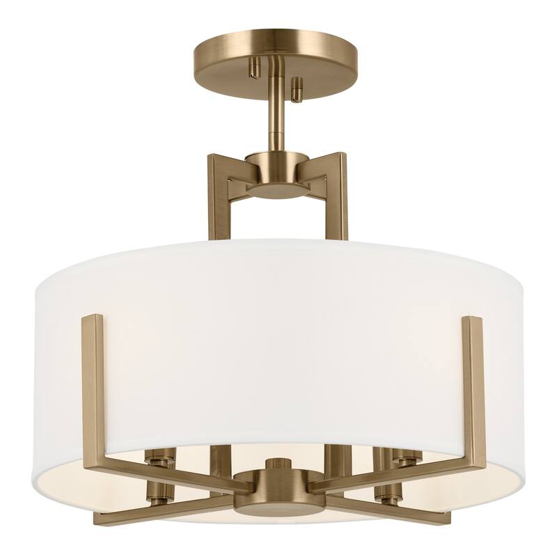 Kichler Lighting Malen 15.5 in. 4-Light Champagne Bronze Convertible Semi-Flush Mount Light with Fabric Shade