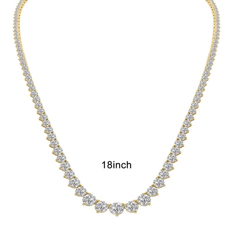 Marquee 25 Carat TW Graduated Lab Grown Diamond Tennis Necklace in 14K Yellow Gold