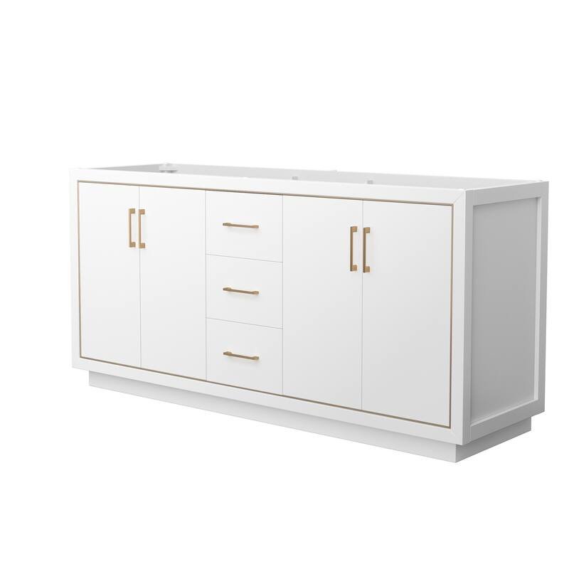 Wyndham Collection WCF1111-72D-CX-MXX Icon 71" Double Free Standing - White / Satin Bronze Hardware