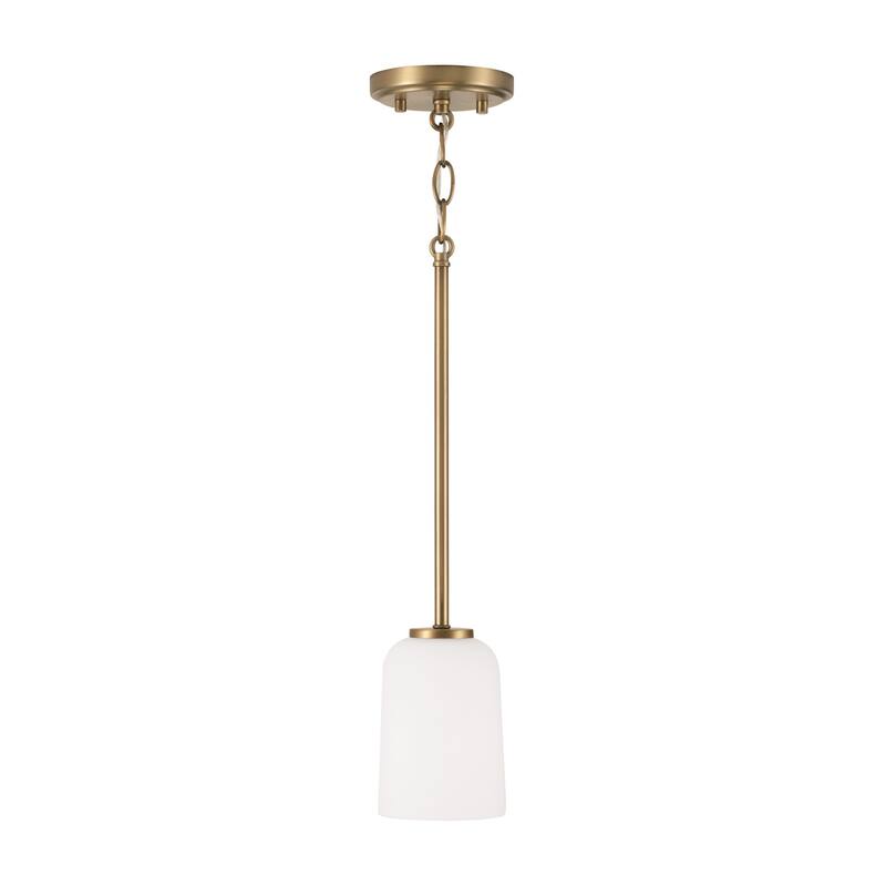Lawson 1-light Hanging Pendant w/ Soft White Glass - Aged Brass