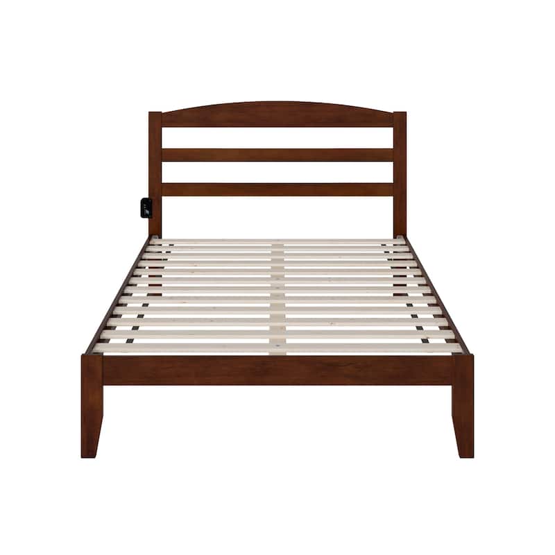 Full Size Bed Frame with Headboard - Nordic Style Platform Bed, Walnut Finish, Slat Support, Easy Assembly