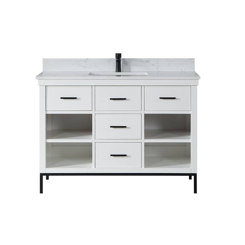 Altair Kesia Bathroom Vanity with White Composite Stone Top without Mirror