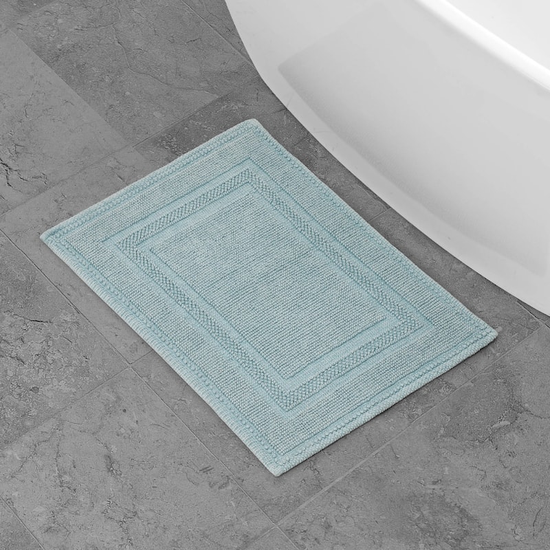 Jean Pierre Cotton Stonewash Racetrack 17 x 24 in. Bath Rug - Marine Blue