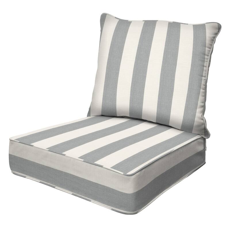 Outdoor Deep Seating Lounge Chair Cushion - Cabana Stripe Stone Grey