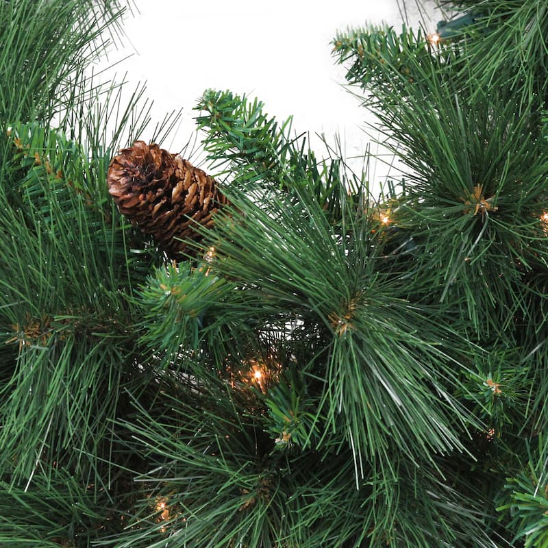 White Valley Pine Artificial Christmas Wreath 24-Inch, Clear Lights