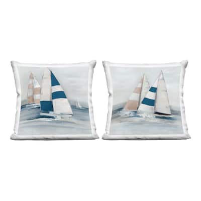 Stupell Sailboat Fleet Voyage Decorative Printed Throw Pillow Design by Sally Swatland (Set of 2)