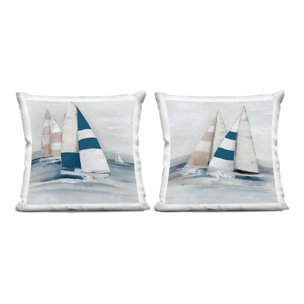 Stupell Sailboat Fleet Voyage Decorative Printed Throw Pillow Design by Sally Swatland (Set of 2)