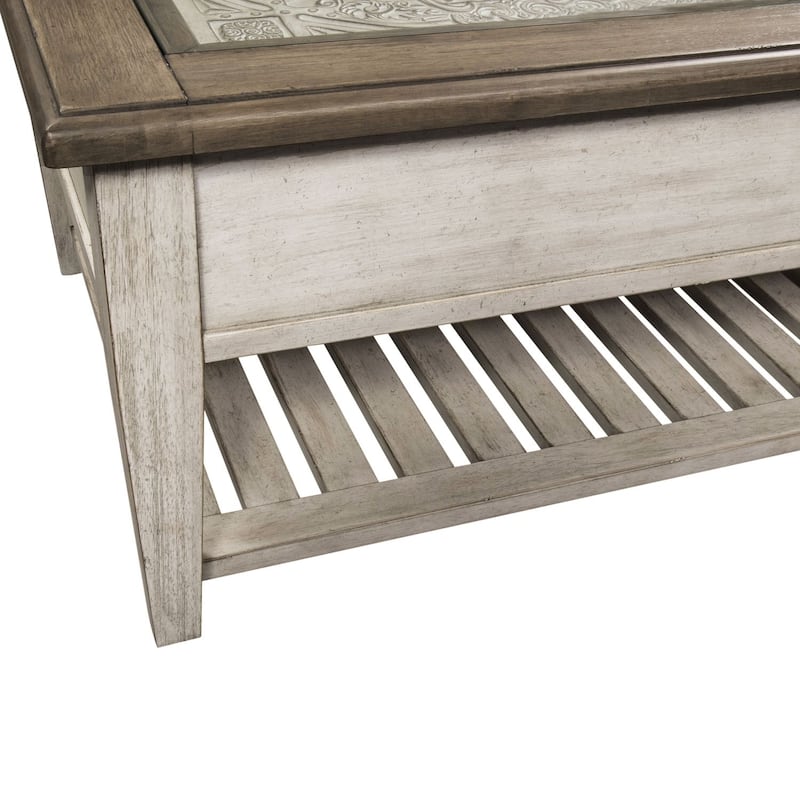 Heartland Antique White Tobacco Rect Ceiling Tile Cocktail Table
