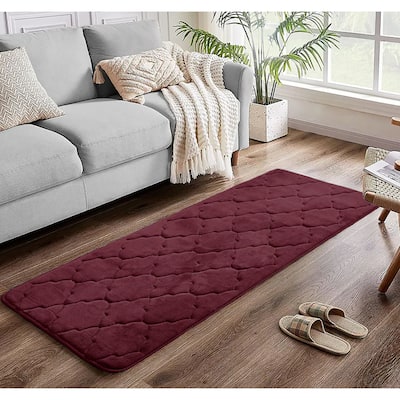 24"x60" - Burgundy Ultra Soft Thick Memory Foam Non-Slip Absorbent Bathroom Bath Mat Runner