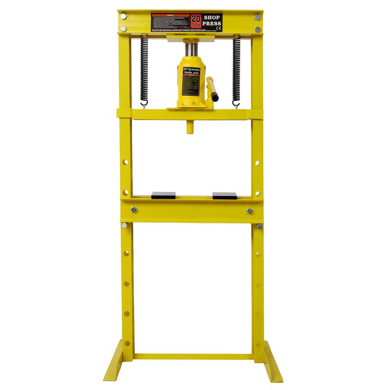 20 Ton Hydraulic Shop Press With Working Table H-Frame Garage Press Including Bending Straightening Pressing Components - Yellow