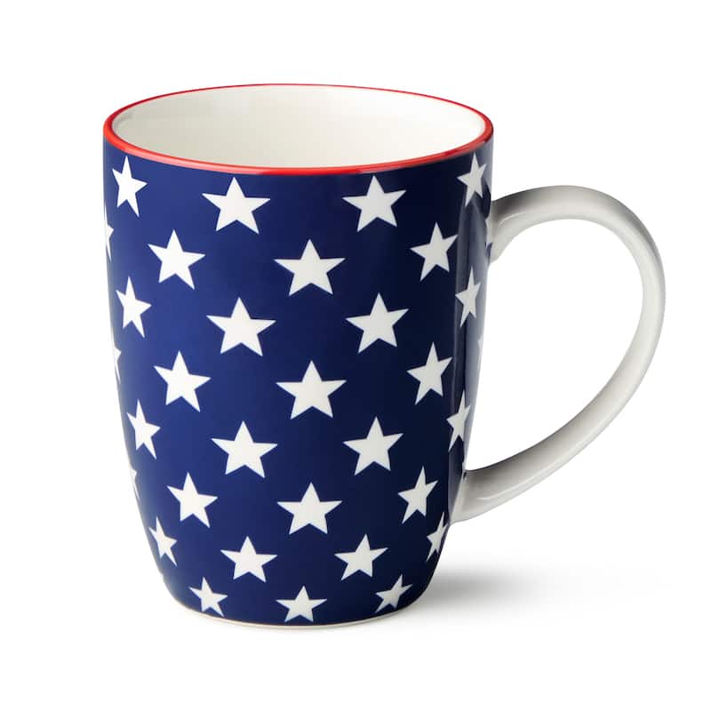 Certified International Patriotic Pad Print 14 oz. Mugs, Set of 6