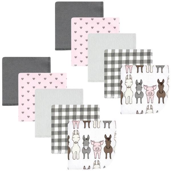 slide 1 of 1, Hudson Baby Infant Girl Flannel Washcloths, Farm Friends Pink 10Pk, One Size - Farm Friends Pink 10Pk - One Size One Size - Farm Friends Pink 10Pk
