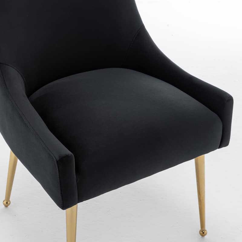 SEYNAR Velvet Upholstered Dining Chair Set of 2, Modern Glam Armless Side Chair