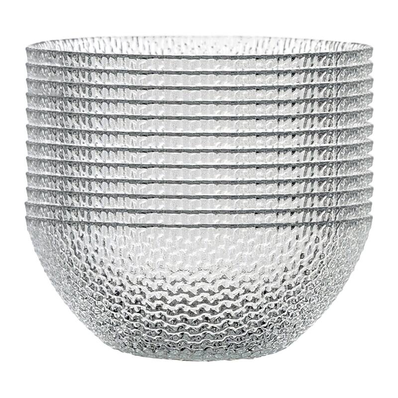Glass Bowls with Pebble Pattern Perfect for Casual Meals or Festive Gatherings - Set-12 - Clear