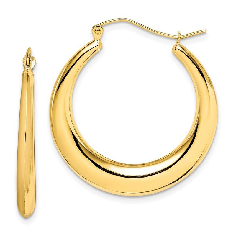 Curata 10k Yellow Gold Polished Graduated Flat 22x3mm Oval Hoop Earrings