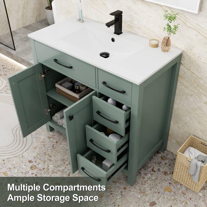 Modern Bathroom Vanity with Sink & Faucet Storage Cabinet Set