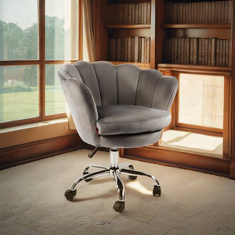 VANITII Accent Chair Swivel Vanity Chair Office Desk Chair With Wheels Modern Height Adjustable Pink/Grey/White - Grey