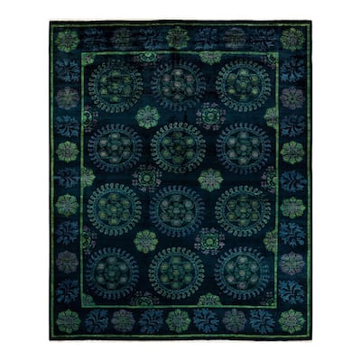 Overton Hand Knotted Wool Vintage Inspired Modern Contemporary Overdyed Black Area Rug - 9' 1" x 10' 10"