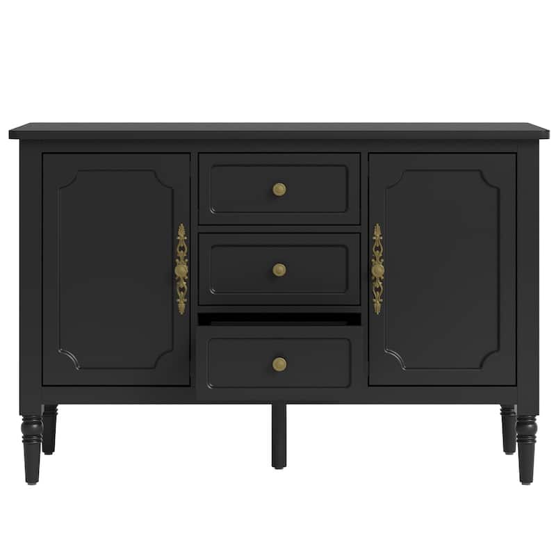 Black Storage Cabinet with 2 Doors & 3 Drawers - Black