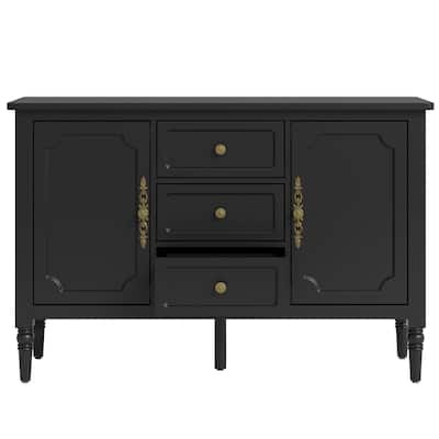 Black Storage Cabinet with 2 Doors & 3 Drawers