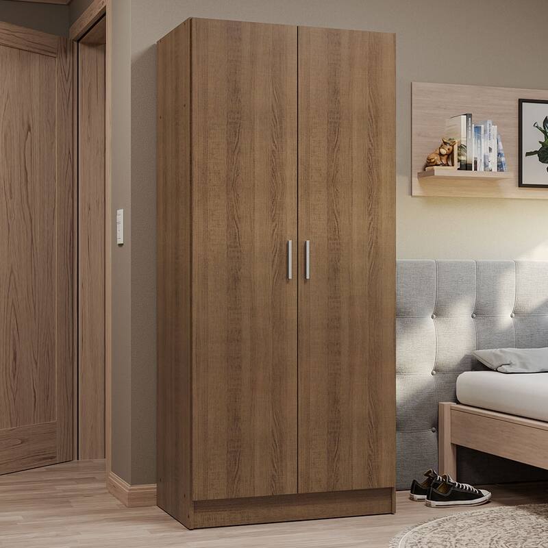 Madesa 2 Door Wardrobe Storage Cabinet with Ample Shelf 31"L
