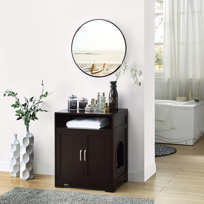 beeNbkks Cat Litter Box Enclosure Cat Washroom with 2 Entrances