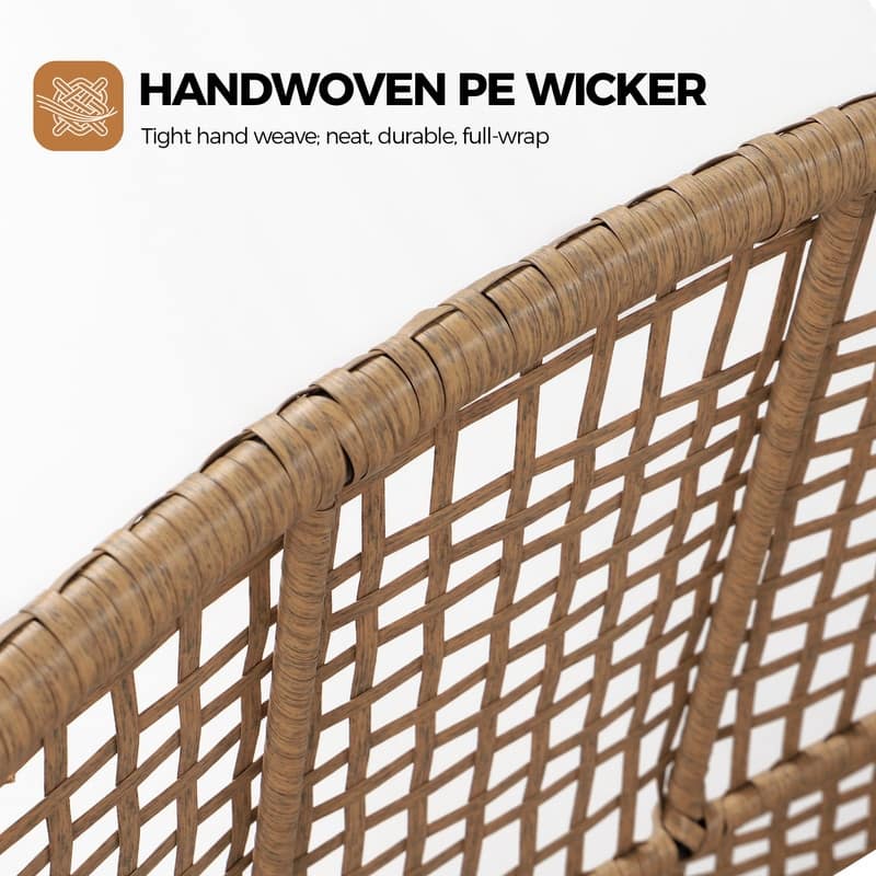 FINCATI 2-Person Indoor/Outdoor Wicker Egg Chair Loveseat, 57.1-in Wide, 6.5-in Cushion, 680-lb Capacity