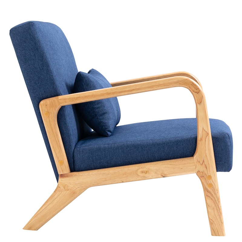 Briston 2 Set Mid Century Modern Wood Accent Chairs with pillow