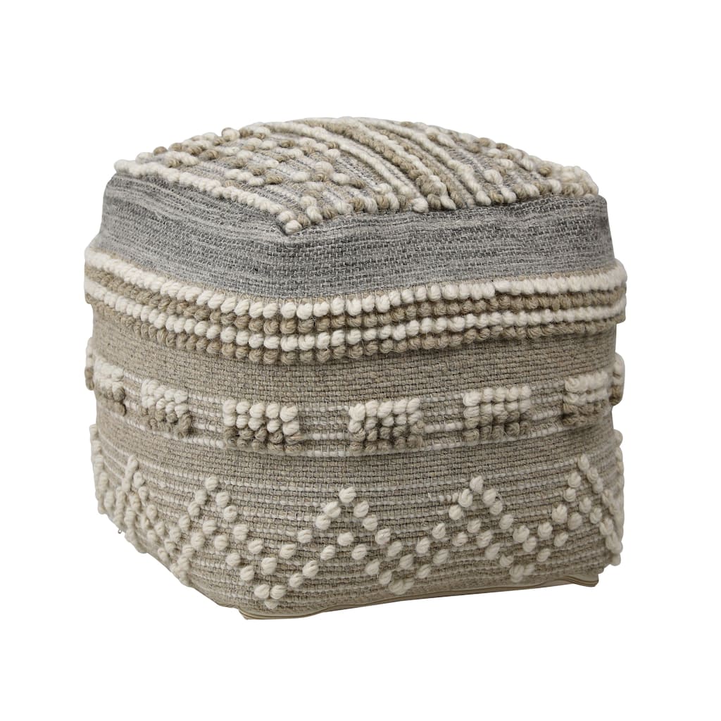 Blake Wool Upholstered Ottoman, Gray with Neutral Tones