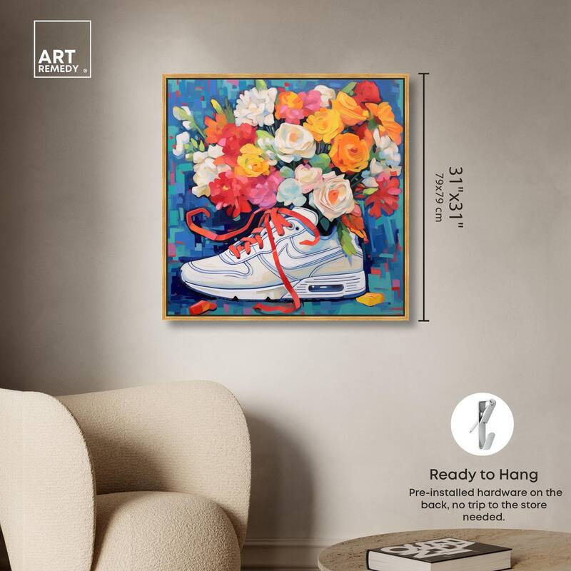 Whimsical Sneaker with Flowers Canvas by Art Remedy