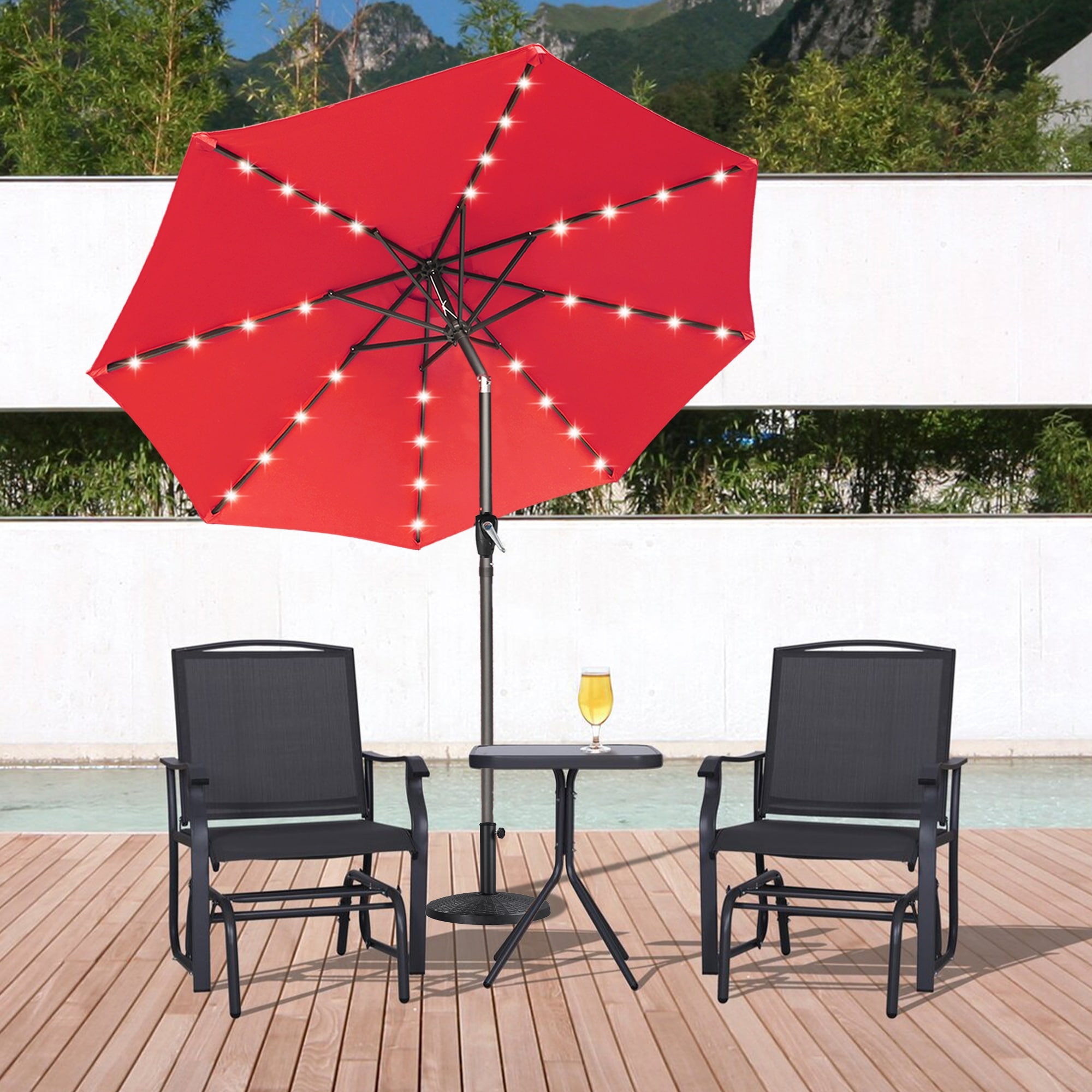 ABCCANOPY 7.5FT Outdoor Patio Solar Umbrella with 32LED Lights