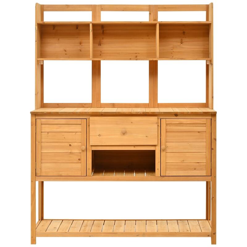 50.2'' Fir Wood Potting Bench with Hutch - Multi