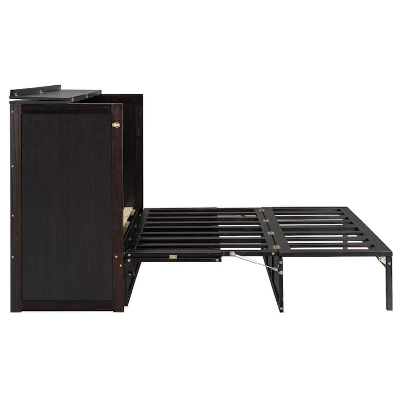 Queen Size Convertible Cabinet Bed with USB Ports by Harper&Bright Designs