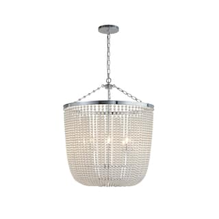 8-Light Chrome Chandelier With Clear Beaded Hanging Glass