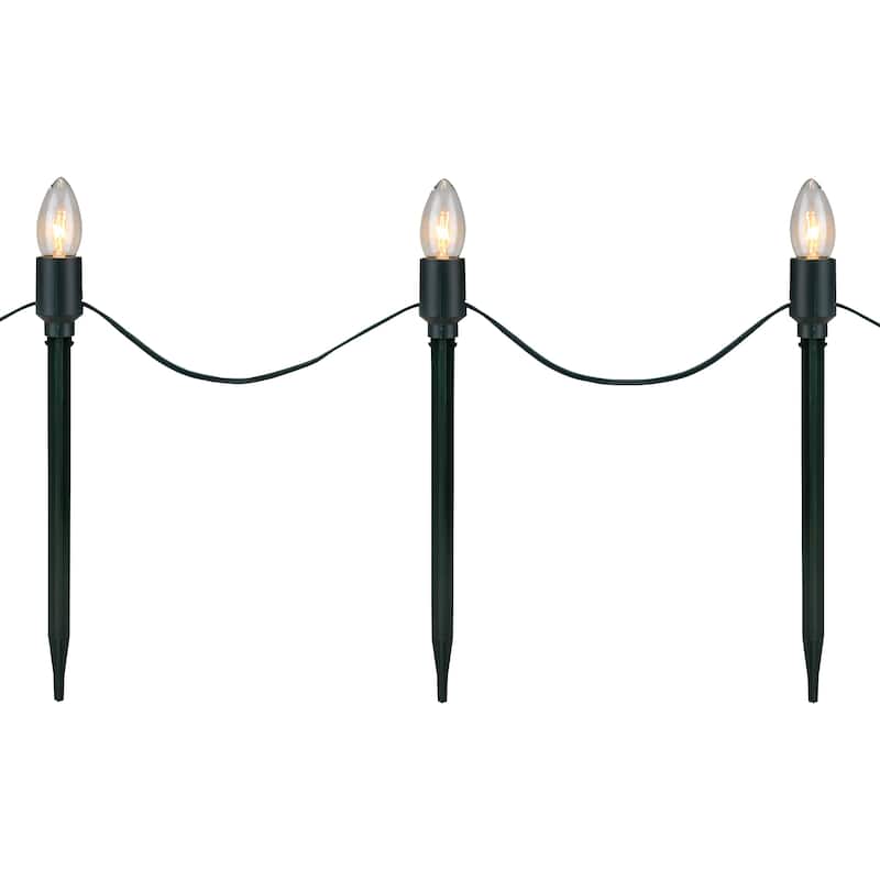 Lighted C9 Christmas Outdoor Pathway Markers - 10.5"- Clear - Set of 15