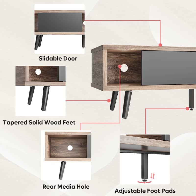TV Stand for up to 75" TVs with Solid Wood Entertainment Center TV Console Mid-century - 70 inches