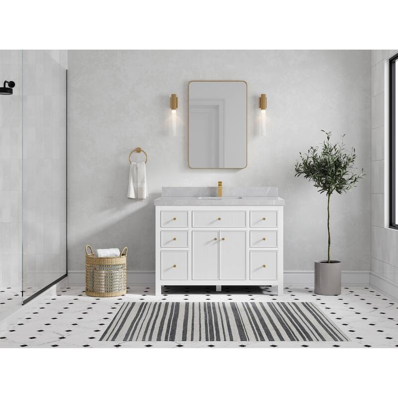 Willow Collections 48 in W x 22 in D Sonoma Free Standing Reeded Single Sink Bathroom Vanity with Countertop