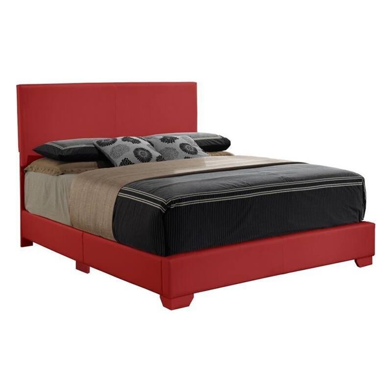 Queen Size Faux Leather Upholstered Bed Dark Red Bed Bath & Beyond 37428377