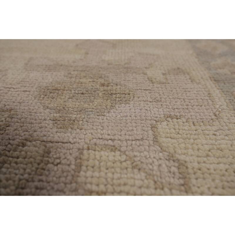 Vegetable Dye Oushak Oriental Large Rug Handmade Beige Wool Carpet - 10'5"x 14'4"
