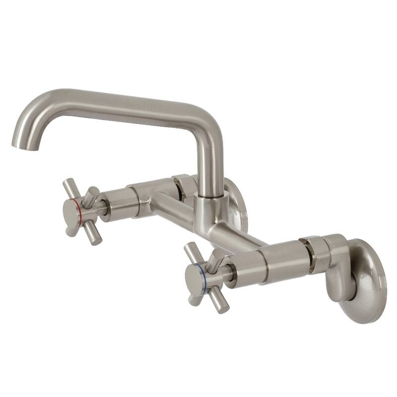 Kingston Brass Concord Two-Handle Wall Mount Kitchen Faucet - Brushed Nickel