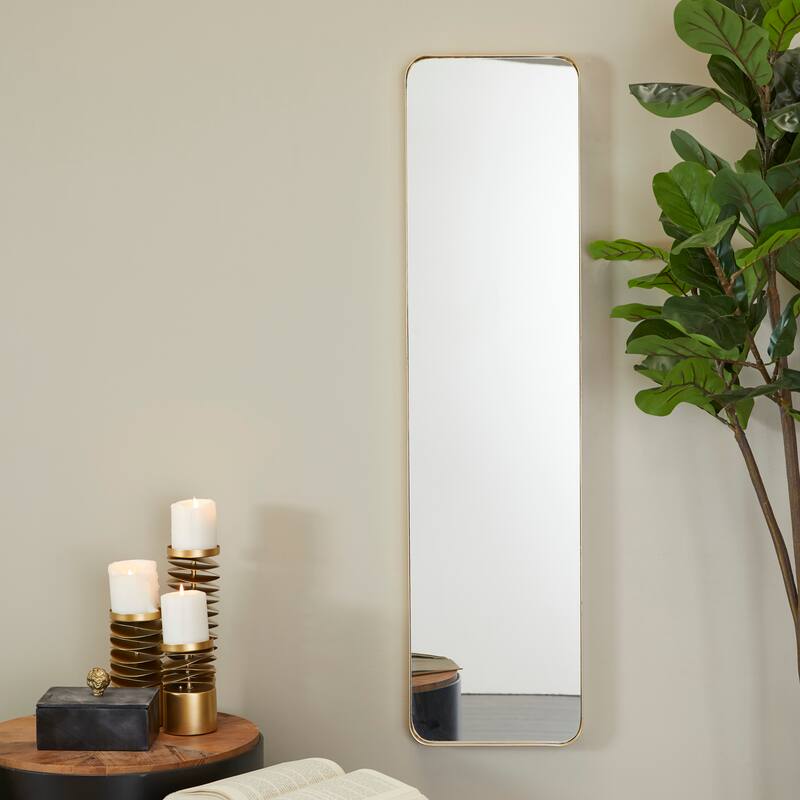Metal Slim Minimalistic Wall Mirror with Thin Frame - Black or Gold - Roche River Decor