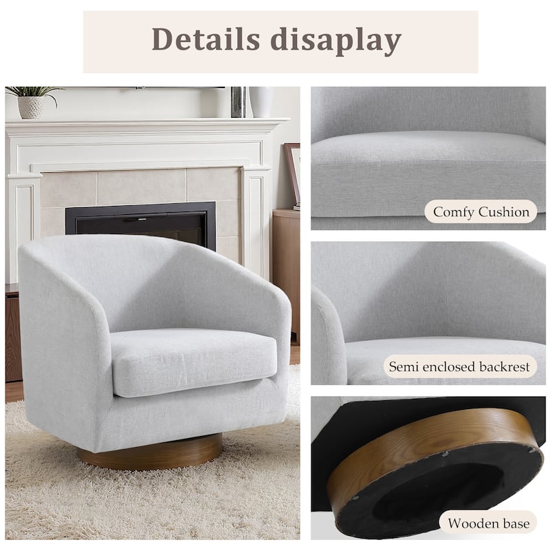 Faux Leather Wide Seat Swivel Barrel Chair