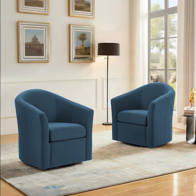 Modern Upholstered Swivel Barrel Chair Living Room Accent Chair