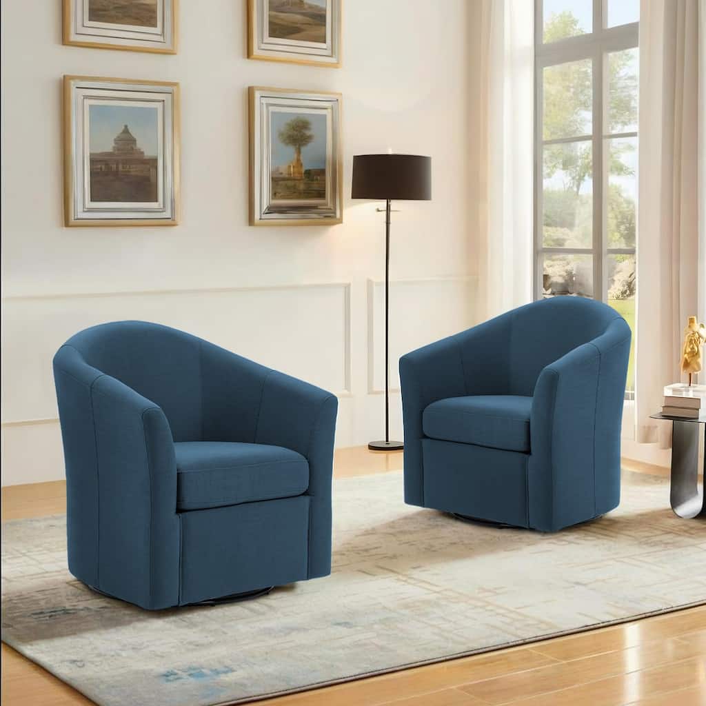 Modern Upholstered Swivel Barrel Chair Living Room Accent Chair