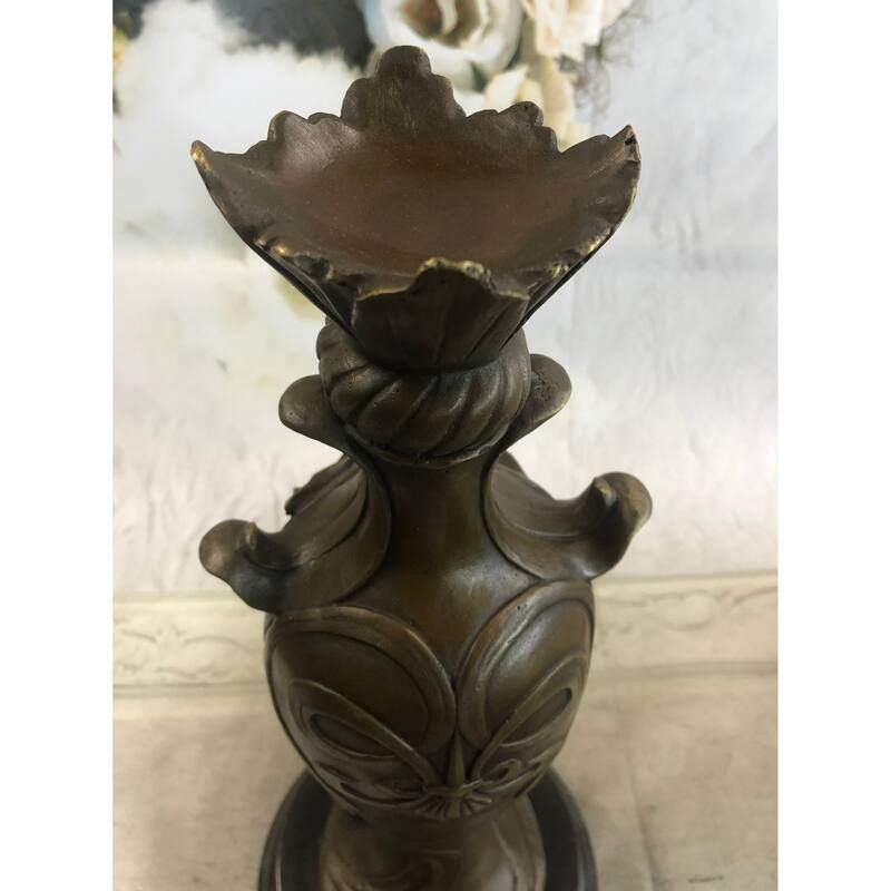 Signed Art Deco Sexy Woman By Cheret Bronze Sculpture Marble Base Figurine Deal